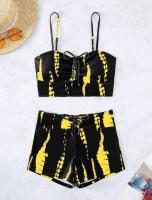 Conjunto de bikini con lazo teñido Traje de baño de cintura alta Traje de baño de Dacron - details 36
