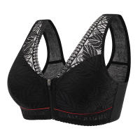 Copas de algodón suave con cremallera frontal para mujer, ropa interior transpirable sin anillo de acero, camiseta sin mangas, Sujetador de encaje de talla grande - details 1