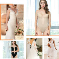 Ropa interior Invisible con escote en U y espalda descubierta, Body con escote en V profundo, sujetador de realce, modelador de cuerpo completo, Tanga sin costuras, bragas debajo del vestido - details 7