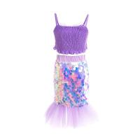 AmyStylish Niñas Princesa Sirena Ariel Cosplay Halloween Fiesta de Cumpleaños Verano Playa Vacaciones Vestido - details 48