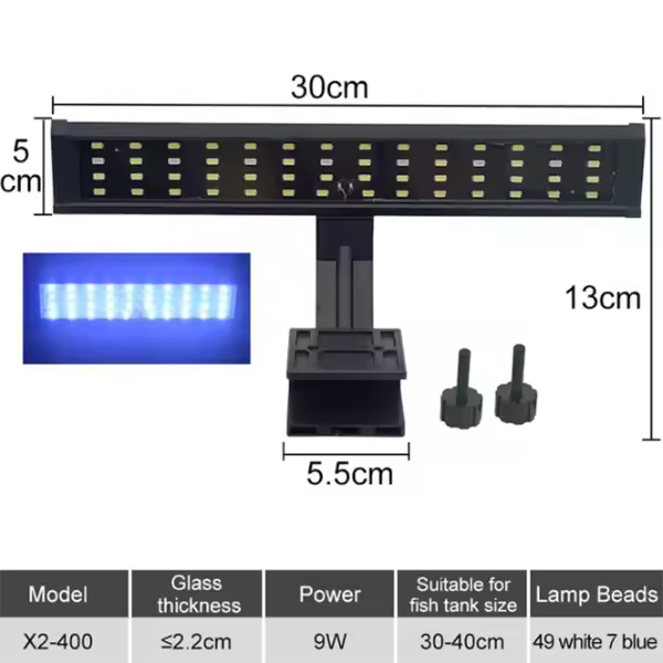 Luz LED para plantas de Pecera, lámpara de Clip para Cultivo, Coral Acuático, iluminación de Pecera, interruptor de 3 Colores, 220V, 10-55cm - 1