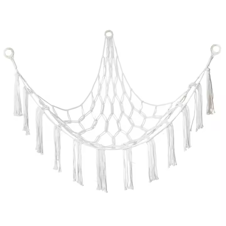 Hamaca de almacenamiento de animales de peluche, red de gran capacidad, macramé bohemio, decoración del dormitorio de los niños, redes organizadoras de juguetes colgantes de esquina - 1