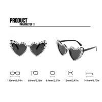 Gafas de Sol para Mujer con Montura Grande y Corazón Gafas de Moda con Perlas Incrustadas para Bodas y Fiestas - details 0