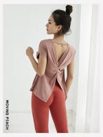 Camiseta deportiva de manga corta para mujer, Top de Fitness, ropa deportiva para Yoga, FTM, Moving Peach - details 2
