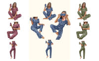 Conjunto de pijama de mujer con pantalones de manga corta, ropa de dormir con cinturilla en 5 colores - details 6