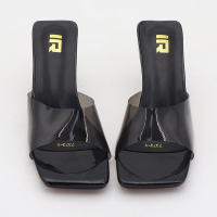 Sandalias de gran tamaño de color sólido versátiles de estilo coreano con tiras transparentes de punta cuadrada y tacones altos - details 4