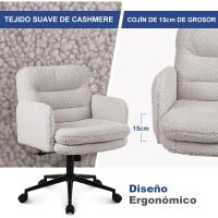 Silla Oficina de Respaldo Alto, Cómoda Silla Tocador con Altura Ajustable, Sillas Ordenador para Hogar y Dormitorio, Crema - details 25