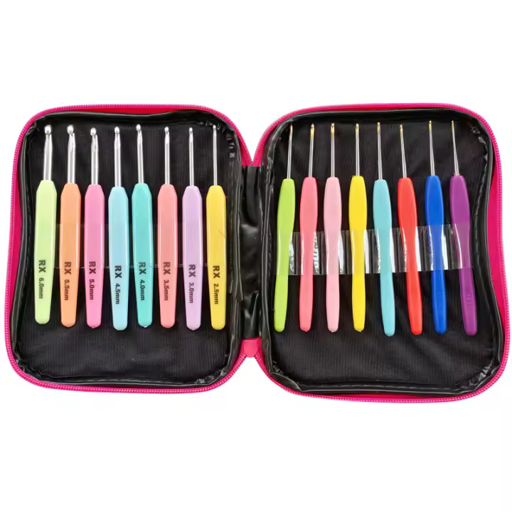 Juego de ganchos de ganchillo multicolor, Kit de agujas de tejer de hilo con estuche, gancho Delgado, 16 piezas por juego - 1