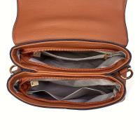Bolso de mano estilo minimalista Cocogigi - Beige, correa ajustable, cierre de cremallera, forro de poliéster, detalle de pintura en los bordes, perfecto para desplazamientos y uso diario, bolso de uso diario |   Bolso minimalista |   Bolsa con correa aju - details 3