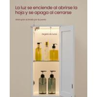 Armario de Baño Alto con Iluminación Delgado y Ajustable con Estantes Diseño Moderno Blanco Nube - details 3