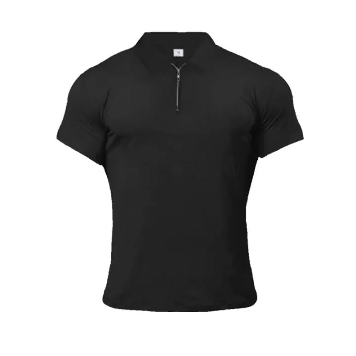 Camiseta deportiva de manga corta para hombre, Polo ajustado de algodón, ropa de compresión para Fitness, nueva moda - 1