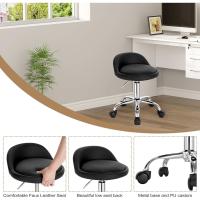 Silla de Oficina de Cuero Sintético Silla de Escritorio sin Brazos Taburete Giratorio para Sala de Masaje SPA Taburete de Tocador Blanco - details 11