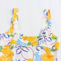 TRAFZA Midi-vestido sin mangas con estampado de frutas para Mujer, elegante vestido informal con dobladillo y Espalda descubierta, moda de verano - details 3