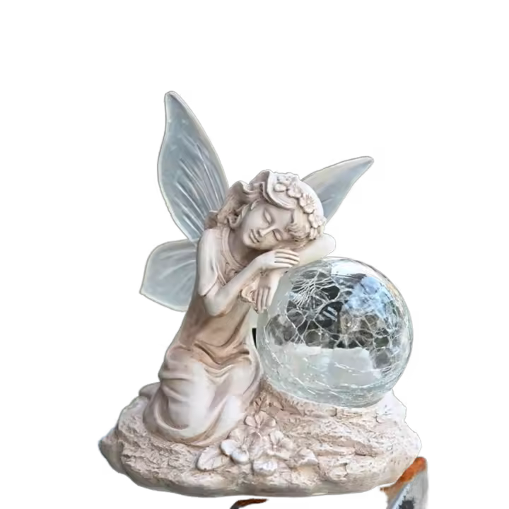 Adorno de Ángel Solar de resina, estatua de Ángel colorida creativa, luz exquisita hecha a mano, escultura de estatuilla en miniatura para jardín - 1