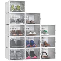 Organizador de Zapatos de Plástico Transparente con Puerta 12 Set, Plegable y Apilable, Tamaño 35,7 x 27,6 x 20,8cm Negro - details 18