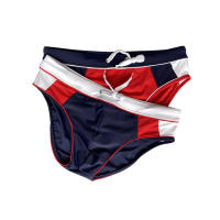 Jessborn calzoncillos de natación para hombre, bañador profesional de cintura baja con bloqueo de color a la moda, entrenamiento de primavera caliente en la playa - details 8