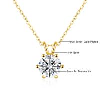 Collares con colgante de diamantes de moissanita de oro auténtico de 14k con cadena de plata de ley 925 para mujer, regalos de compromiso de boda y San Valentín - details 4