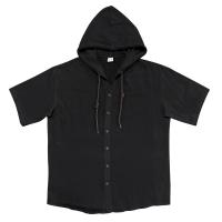 Camisa de lino y algodón de manga corta para hombre, informal, color sólido, con capucha, talla grande, ropa de hombre - details 15