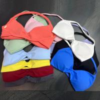 Sujetador de tiras sin logotipo para mujer, Sujetador deportivo con espalda descubierta y cuello Halter, Top corto de gimnasia sin costuras, soporte ligero para entrenamiento, Top de Yoga - details 8