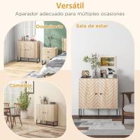 Moderno Armario de Buffet de Madera Natural y Negro 2 Puertas, Estantes para Comedor, Salón, Dormitorio - details 3