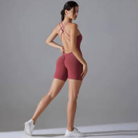 Hamidou-Conjunto de Yoga con espalda descubierta para mujer, Body de Fitness de alta elasticidad, ropa de gimnasio deportiva, Top corto de Fitness, Shockpro - details 27