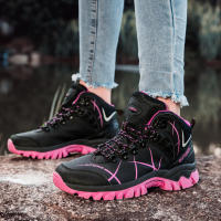 Zapatos de senderismo al aire libre para mujer, botines antideslizantes, zapatillas de escalada de montaña, calzado para acampar y escalar - details 12