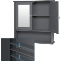 Cocina Mueble Suspendido Espejo Mueble Pared baño Espejo Estante Mueble Joyero Mara 56 x 58 x 13 cm Gris - details 7