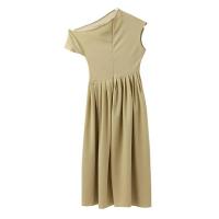 OUWU- Vestido de manga larga para mujer, elegante color sólido con abertura frontal, de moda para primavera y verano 2024 - details 9