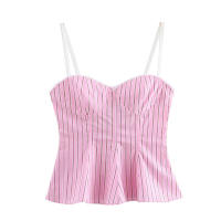 Nueva Moda Primavera OUWU Conjunto de Camisa de Manga Larga y Pantalones de Popelina a Rayas para Mujer con Cinturón - details 8