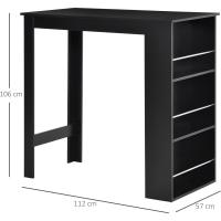 Mesa de Bar de Bistro Mesa de Comedor con 3 Estantes para Bebidas y Barra Estructura de Madera Mesa Alta para Cocina Sala de Estar 112x57x106 cm Negro - details 2