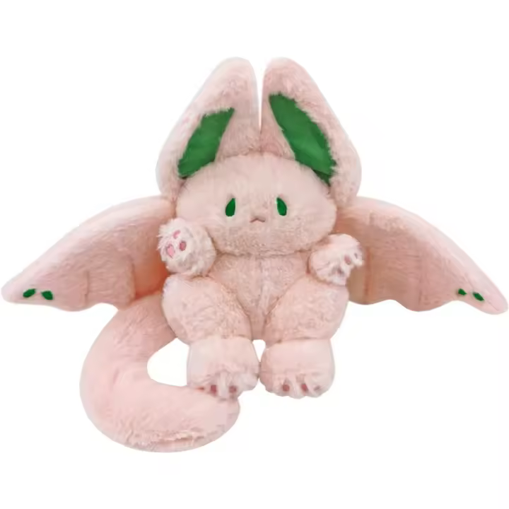 Linda almohada de peluche de conejo de murciélago Kawaii para niños, Animal de peluche rosa, 12" - 1