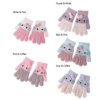 1 par de guantes tejidos para niños, manoplas cálidas de invierno con dedos completos para niños y niñas, guantes suaves con dibujos animados bonitos para niños de 3 a 10 años - details 0
