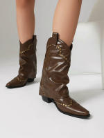 Nuevas botas occidentales retro, botas cortas, zapatos de mujer de gran tamaño, pantalones remachados, botas de mujer - details 6