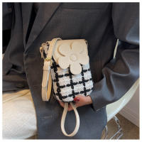 Bolso pequeño de estilo coreano con diseño de nicho para mujer, nuevo bolso para teléfono a cuadros a la moda, bolso cruzado de lana de verano, pequeño bolso cuadrado - details 12