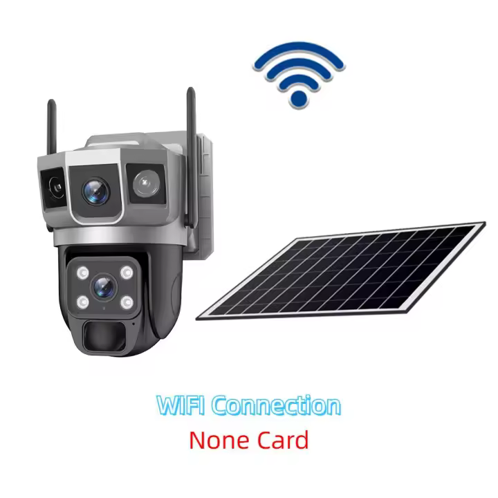 Cámara de vigilancia de pantalla Triple con energía Solar, cámara inalámbrica remota para teléfono móvil a todo Color, día y noche, para exteriores - 1