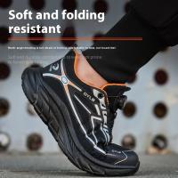 Zapatos de seguridad indestructibles con punta de acero, ligeros, antideslizantes, antipinchazos, antigolpes, con botón giratorio, zapatos de trabajo para hombres. - details 7