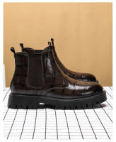 Suela de goma informal cabeza redonda parte superior baja tacón cuadrado banda elástica estilo británico talla zapatos de hombre - details 11