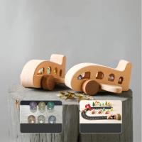 Bloques de madera de haya para bebé, juguetes educativos Montessori, coche de dibujos animados, juego de dentición, gimnasio - details 0