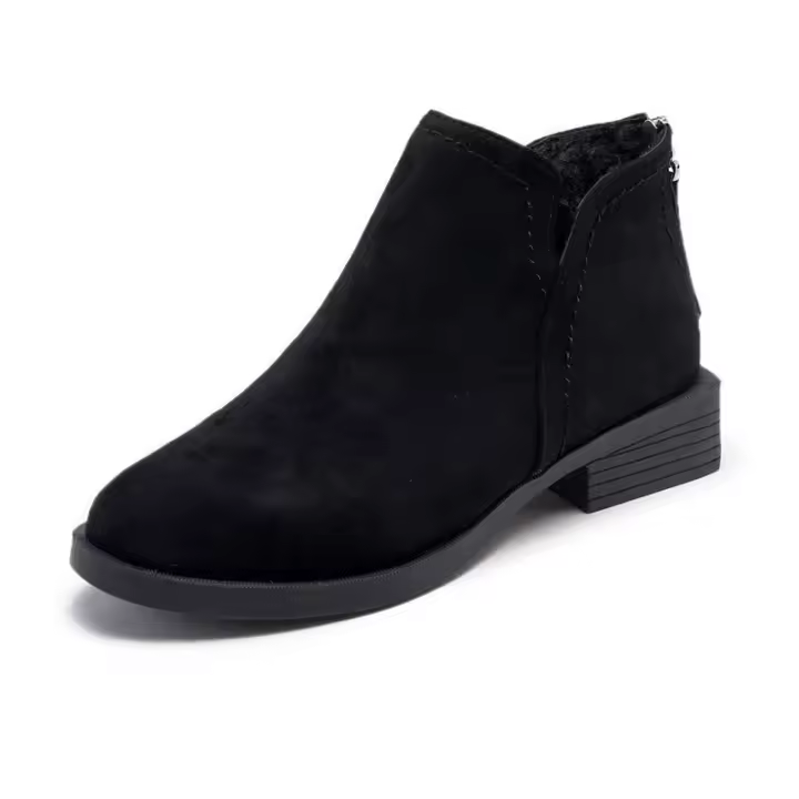 Botas de cuero pequeñas para mujer de estilo británico Nuevas botas cortas con tacón grueso y suelo plano - 1
