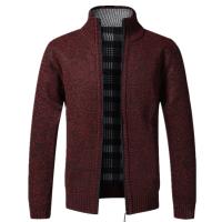 Top Quality Autumn Winter New Men's Jacket Slim Fit Stand Collar Zipper Jacket Men Solid Cotton Thick Warm  Sweater - details 24