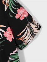 Camisa casual hawaiana de vacaciones para hombre, botón de manga corta, estampado de plantas TRCAL - details 3