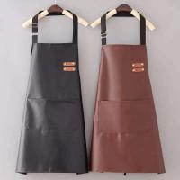 Delantal sin mangas Unisex ajustable, ropa de trabajo de cocina resistente al agua y al aceite de cuero PU, limpieza de cocina - details 3