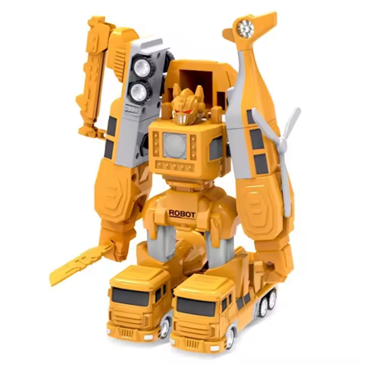 Juego de juguetes de robot transformadores para niños, camiones de construcción magnéticos 6 en 1, vehículos de juego de robot transformables con caja de almacenamiento (juguetes de construcción) - 1