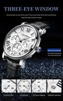 Reloj de Lujo para Hombres de Cuero Genuino Automático, Resistente al Agua, Funcional con Tres Ojos, Estilo Empresario - details 10
