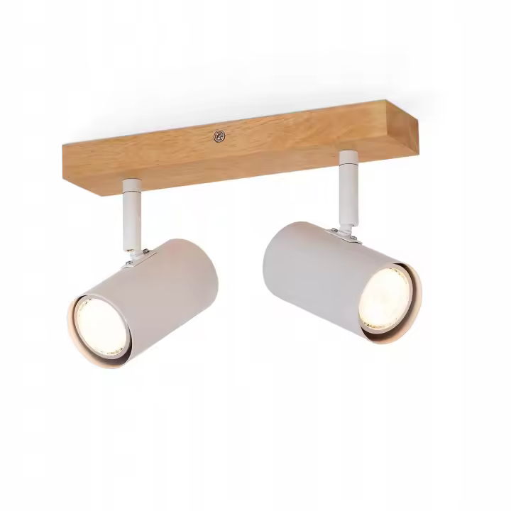 CBJKTX Foco de techo 2 bombillas madera GU10 blanco moderno lámpara de pasillo interior 350 °   Spot para salón dormitorio - 1