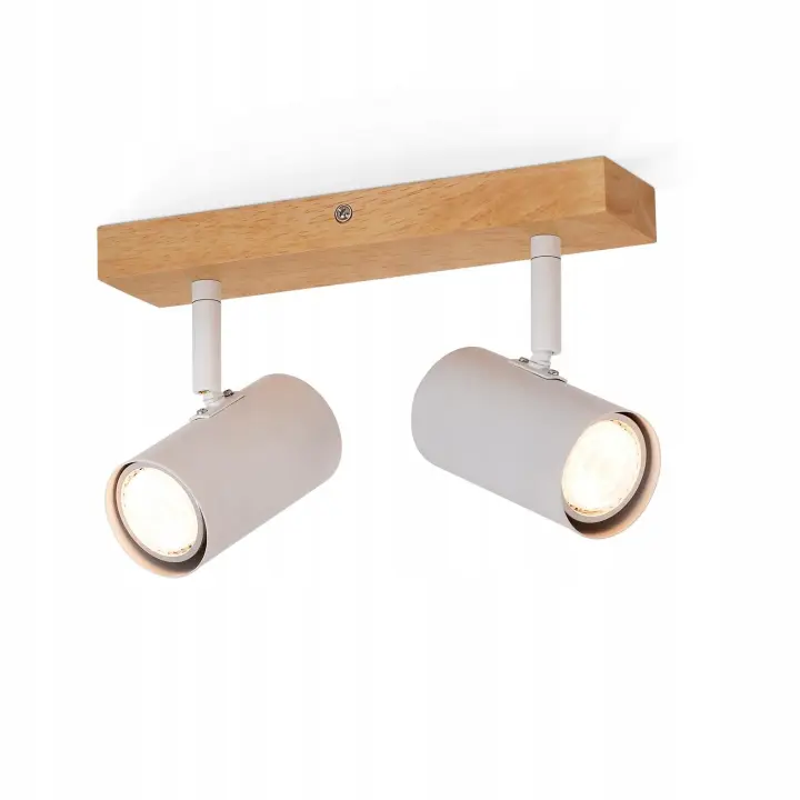 CBJKTX Foco de techo 2 bombillas madera GU10 blanco moderno lámpara de pasillo interior 350 °   Spot para salón dormitorio - 1