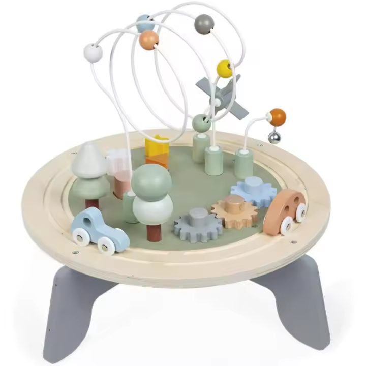 Mesa de Actividades de Madera Sweet Cocoon - Mesa Multiactividades Primera Edad - Habilidades Motoras Finas - Patas Antideslizantes - Pintura al Agua - Certificado FSC - Desde 1 Año, J04402 - 1