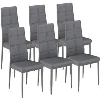 6 Sillas de Comedor AXISS, Sillas Tapizadas en Color Gris, Patas Metálicas, 98x41x52 - details 0
