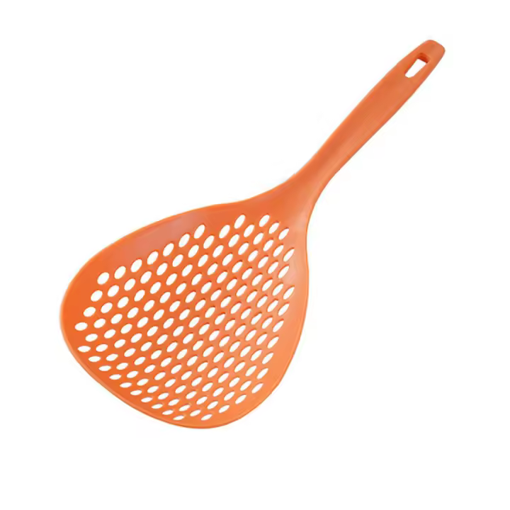 Cuchara coladora de mango largo, 1 cuchara ranurada de color sólido con orificio para colgar, utensilios de cocina, herramienta de cocina, accesorios de cocina, verano para regalo, utensilios de cocina modernos - 1