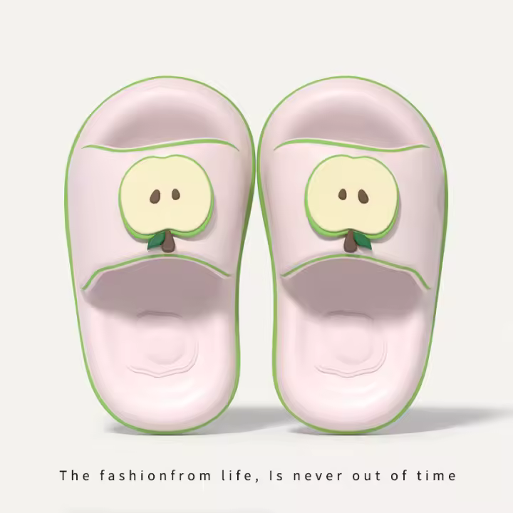 Chicas corazón lindo pie de manzana zapatillas de las mujeres de verano nuevo hogar EVA antideslizante sandalias de baño exterior desgaste hombres - 1